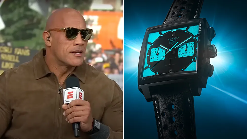 The Rock portant une montre Tag Heuer Monaco